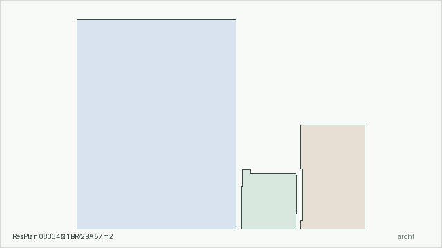 ResPlan 08334 — 1BR/2BA 57m2