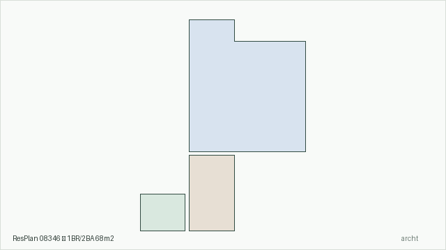 ResPlan 08346 — 1BR/2BA 68m2