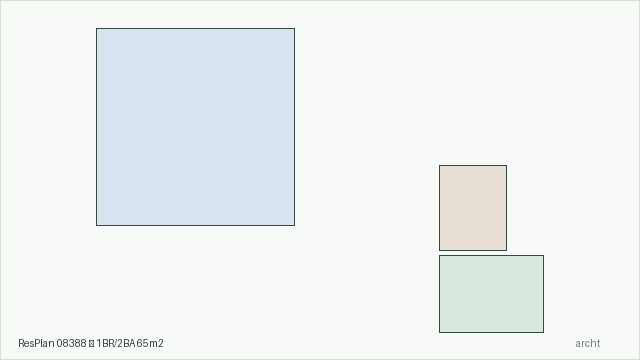 ResPlan 08388 — 1BR/2BA 65m2