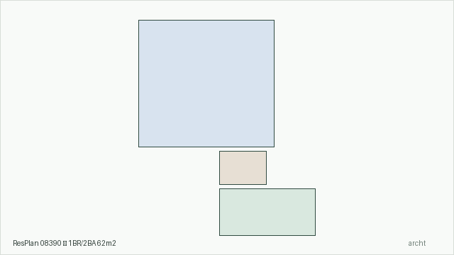 ResPlan 08390 — 1BR/2BA 62m2
