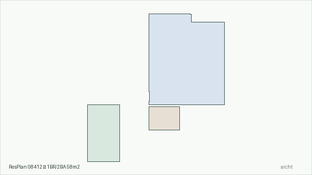 ResPlan 08412 — 1BR/2BA 58m2
