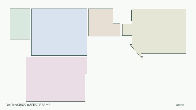ResPlan 08622 — 3BR/2BA 63m2