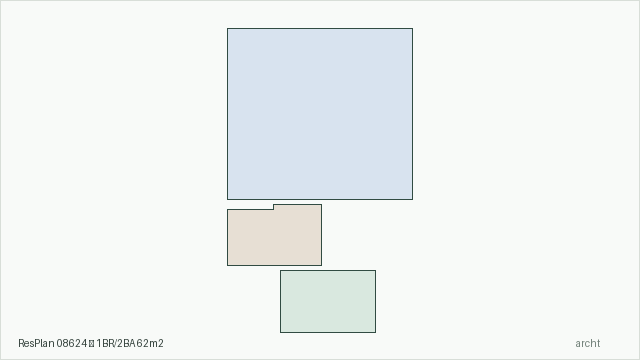 ResPlan 08624 — 1BR/2BA 62m2