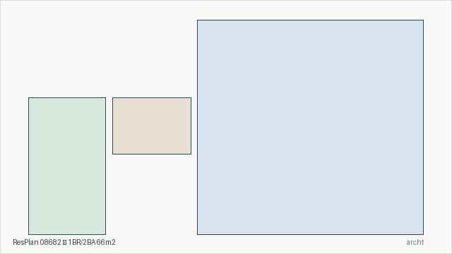 ResPlan 08682 — 1BR/2BA 66m2