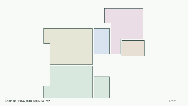ResPlan 08842 — 3BR/3BA 140m2