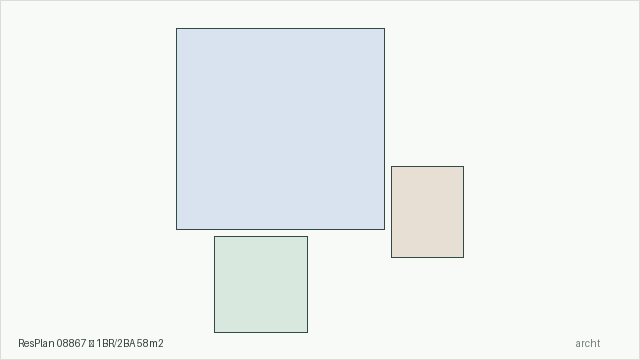 ResPlan 08867 — 1BR/2BA 58m2