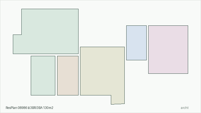 ResPlan 08986 — 3BR/3BA 130m2