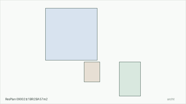 ResPlan 09002 — 1BR/2BA 57m2