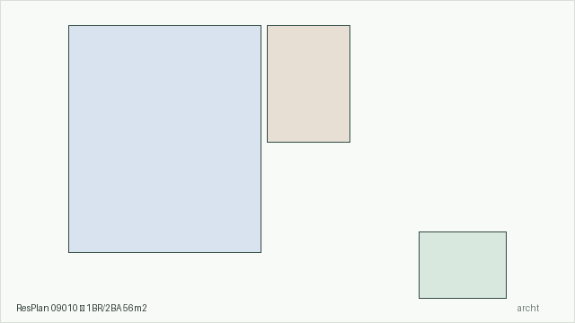 ResPlan 09010 — 1BR/2BA 56m2