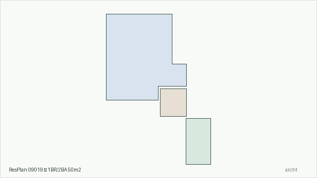 ResPlan 09019 — 1BR/2BA 50m2