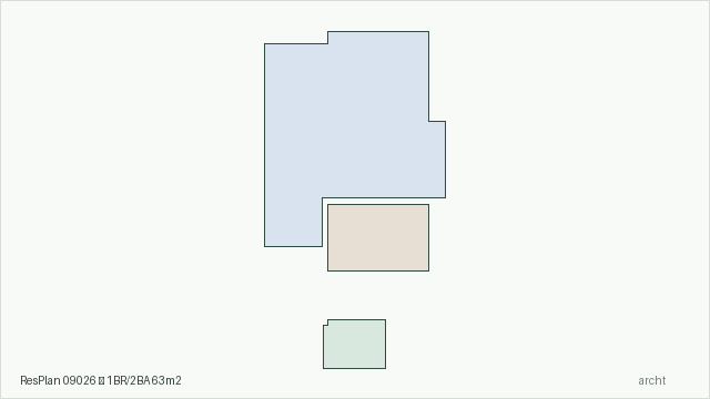ResPlan 09026 — 1BR/2BA 63m2