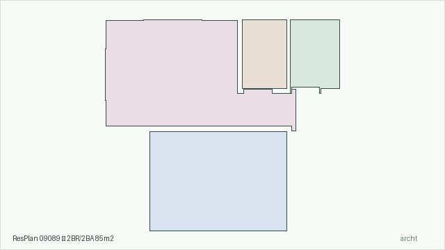 ResPlan 09089 — 2BR/2BA 85m2