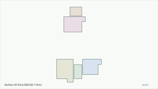 ResPlan 09106 — 3BR/2BA 116m2