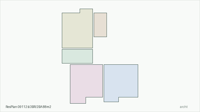 ResPlan 09112 — 3BR/2BA 88m2