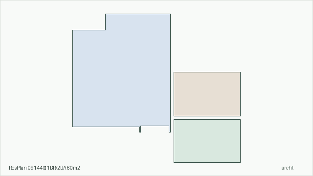 ResPlan 09144 — 1BR/2BA 60m2
