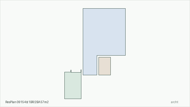 ResPlan 09154 — 1BR/2BA 57m2