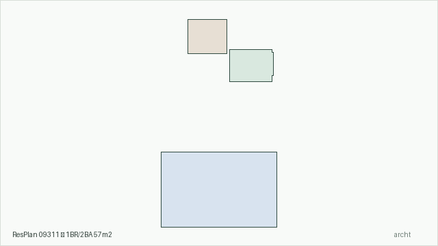 ResPlan 09311 — 1BR/2BA 57m2