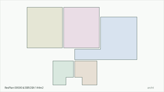ResPlan 09590 — 3BR/2BA 144m2
