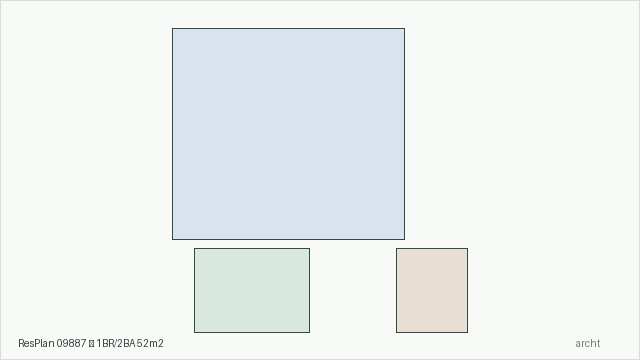 ResPlan 09887 — 1BR/2BA 52m2