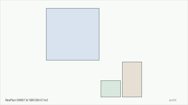 ResPlan 09897 — 1BR/2BA 57m2