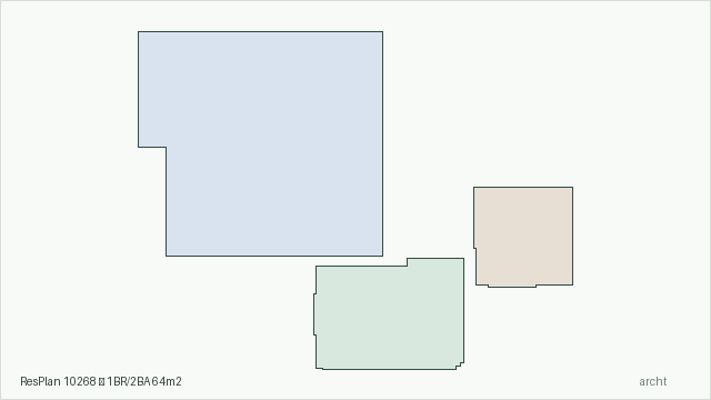 ResPlan 10268 — 1BR/2BA 64m2