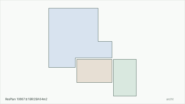 ResPlan 10867 — 1BR/2BA 64m2