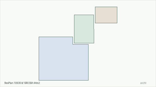 ResPlan 10930 — 1BR/2BA 44m2