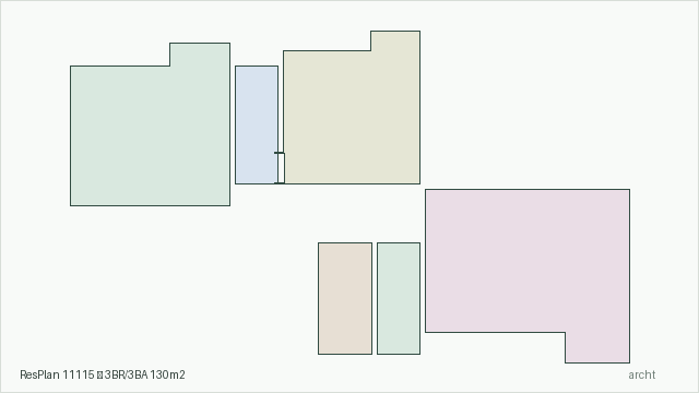 ResPlan 11115 — 3BR/3BA 130m2