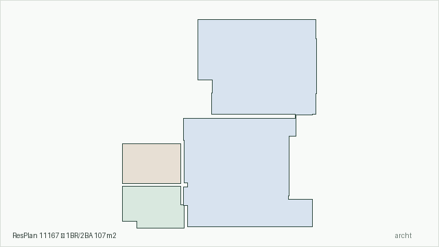 ResPlan 11167 — 1BR/2BA 107m2