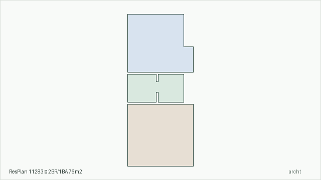 ResPlan 11283 — 2BR/1BA 76m2