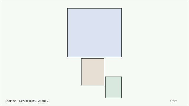 ResPlan 11422 — 1BR/2BA 59m2