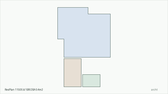 ResPlan 11505 — 1BR/2BA 54m2
