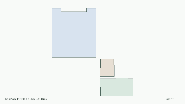ResPlan 11808 — 1BR/2BA 58m2