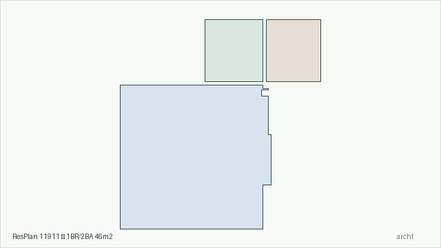 ResPlan 11911 — 1BR/2BA 46m2