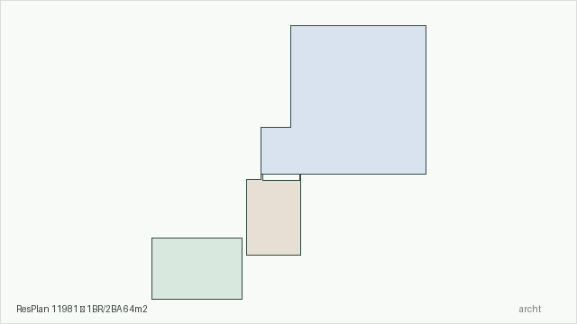 ResPlan 11981 — 1BR/2BA 64m2
