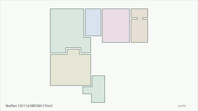 ResPlan 12011 — 3BR/3BA 210m2