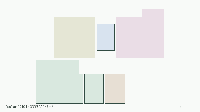 ResPlan 12101 — 3BR/3BA 145m2