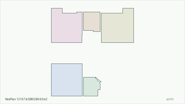 ResPlan 12157 — 3BR/2BA 92m2