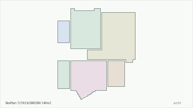ResPlan 12192 — 3BR/3BA 149m2