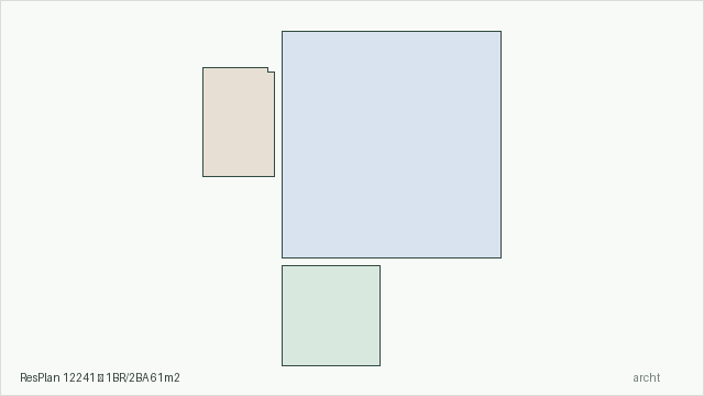 ResPlan 12241 — 1BR/2BA 61m2