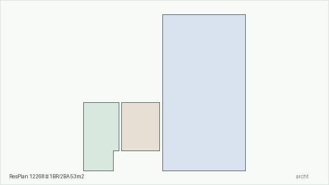 ResPlan 12268 — 1BR/2BA 53m2