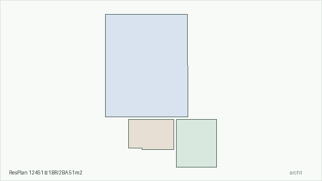 ResPlan 12451 — 1BR/2BA 51m2