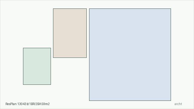ResPlan 13043 — 1BR/2BA 59m2
