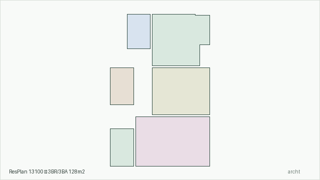 ResPlan 13100 — 3BR/3BA 128m2