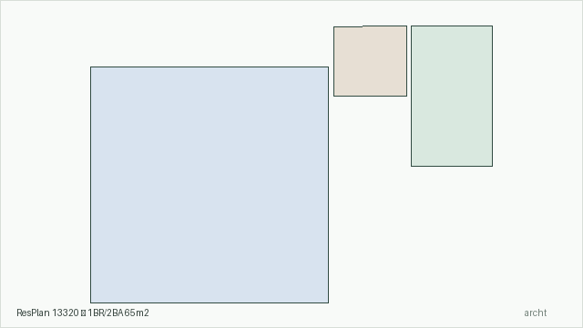 ResPlan 13320 — 1BR/2BA 65m2