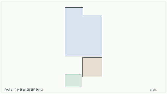 ResPlan 13458 — 1BR/2BA 56m2