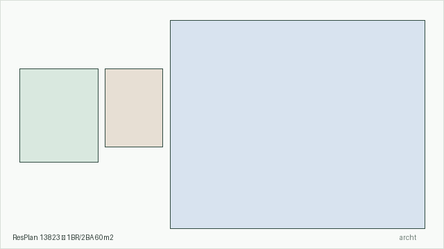 ResPlan 13823 — 1BR/2BA 60m2