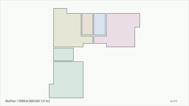 ResPlan 13888 — 3BR/3BA 137m2