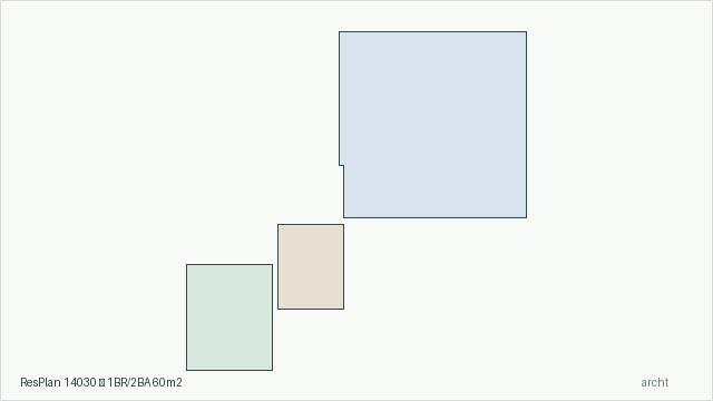 ResPlan 14030 — 1BR/2BA 60m2