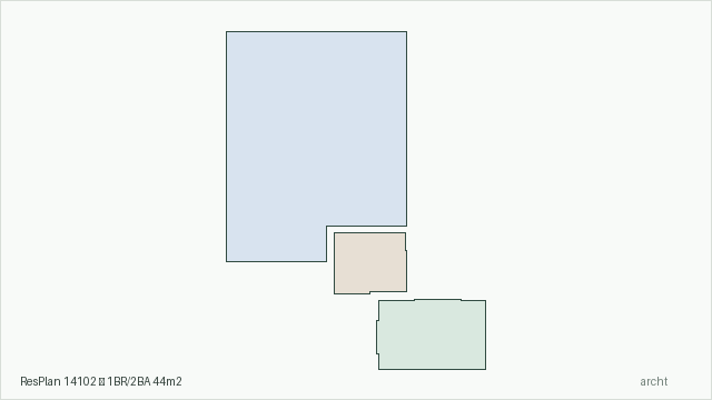 ResPlan 14102 — 1BR/2BA 44m2